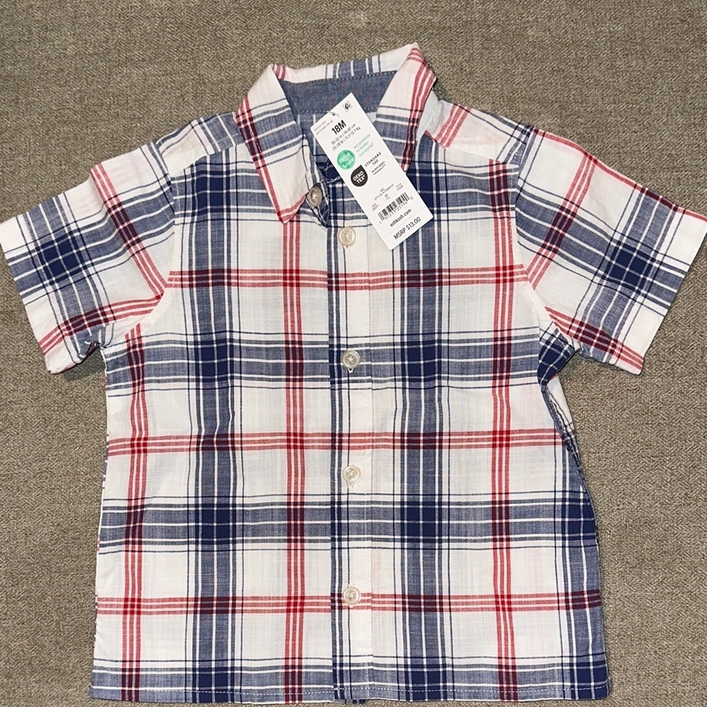 OshKosh B'gosh Red and Blue Plaid Button Down Shirt